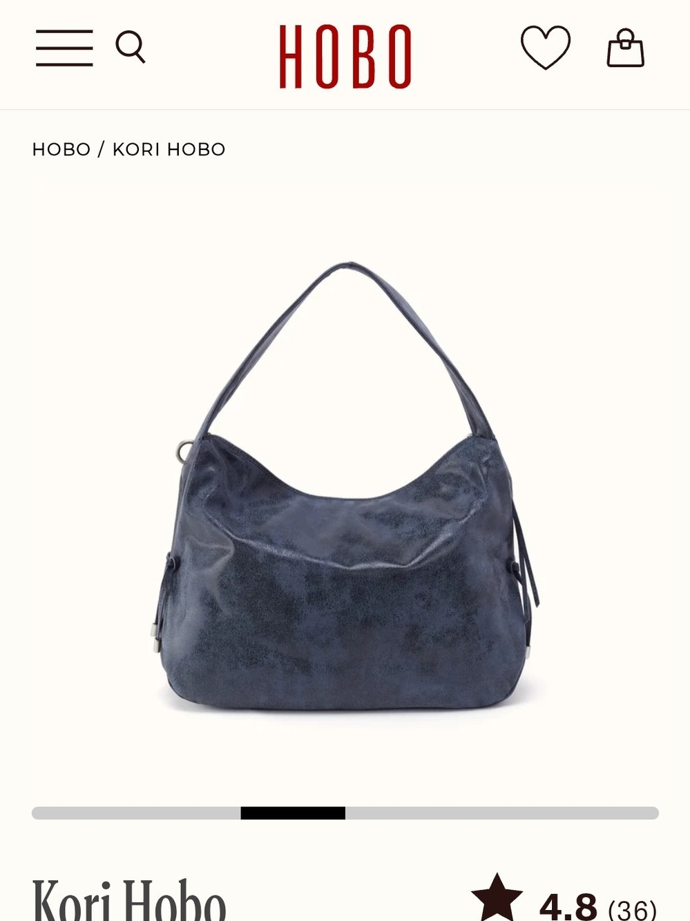 HOBO Distressed Kori Shoulder Bag - Buffed Navy - Picture 7 of 9